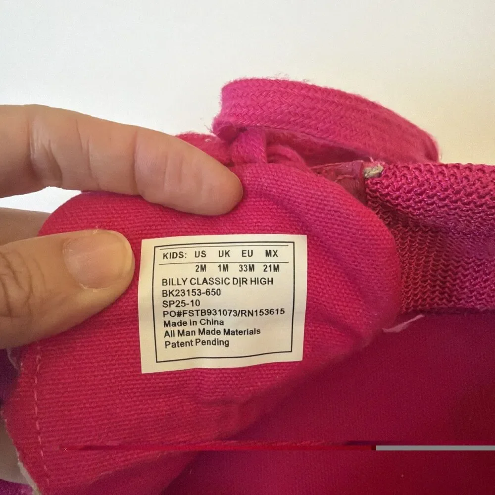 BILLY Footwear Billy High Top Pink Canvas Kids 2